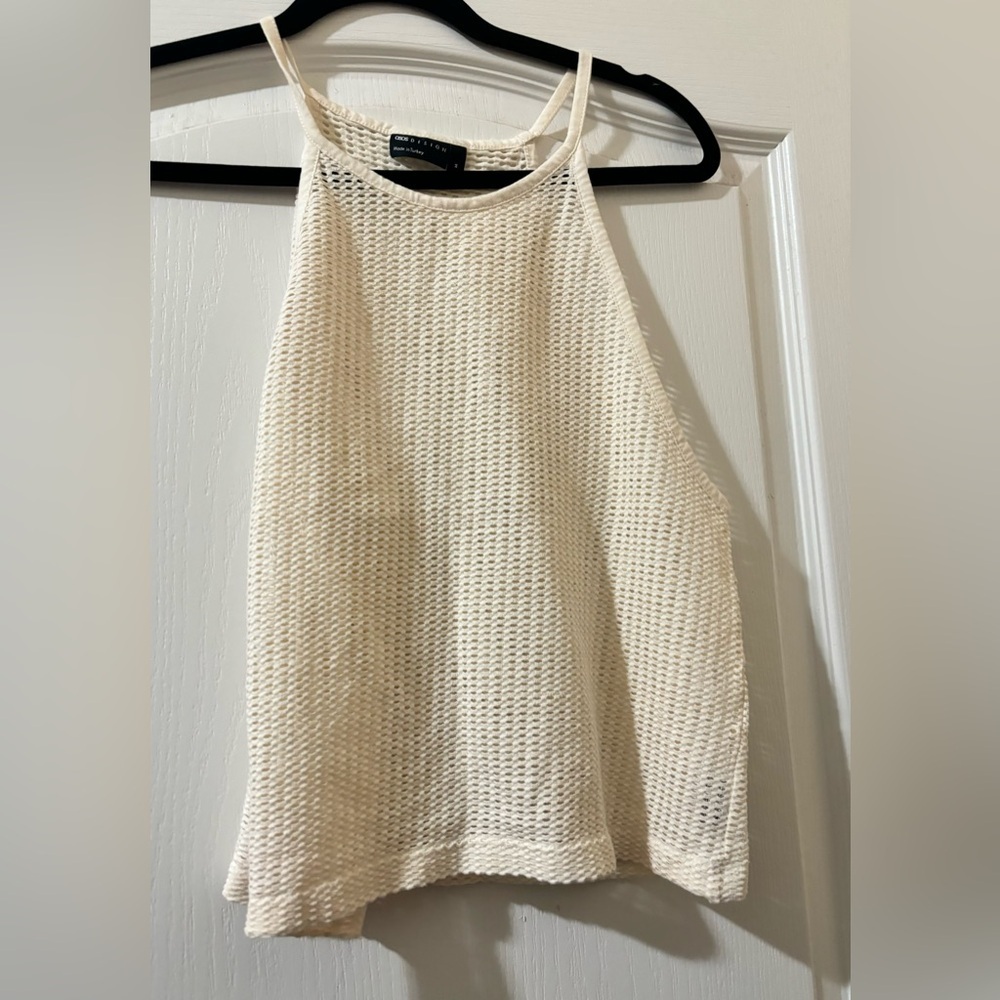 ASOS DESIGN White Cream Mesh Knit Tank Top Men’s Medium Modern Sleeveless Top